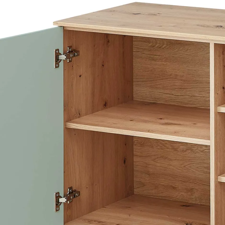 240x77x44 Sideboard in Graugrün und Wildeiche - Yoan^Wohnen