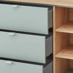 240x77x44 Sideboard in Graugrün und Wildeiche - Yoan^Wohnen