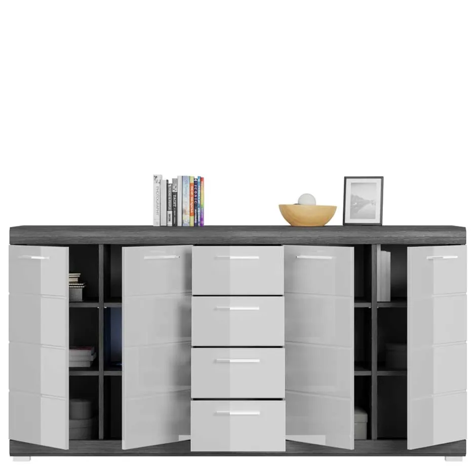 165x85x37 Sideboard in Weiß HG & Grau - Nancys^Wohnen Sale