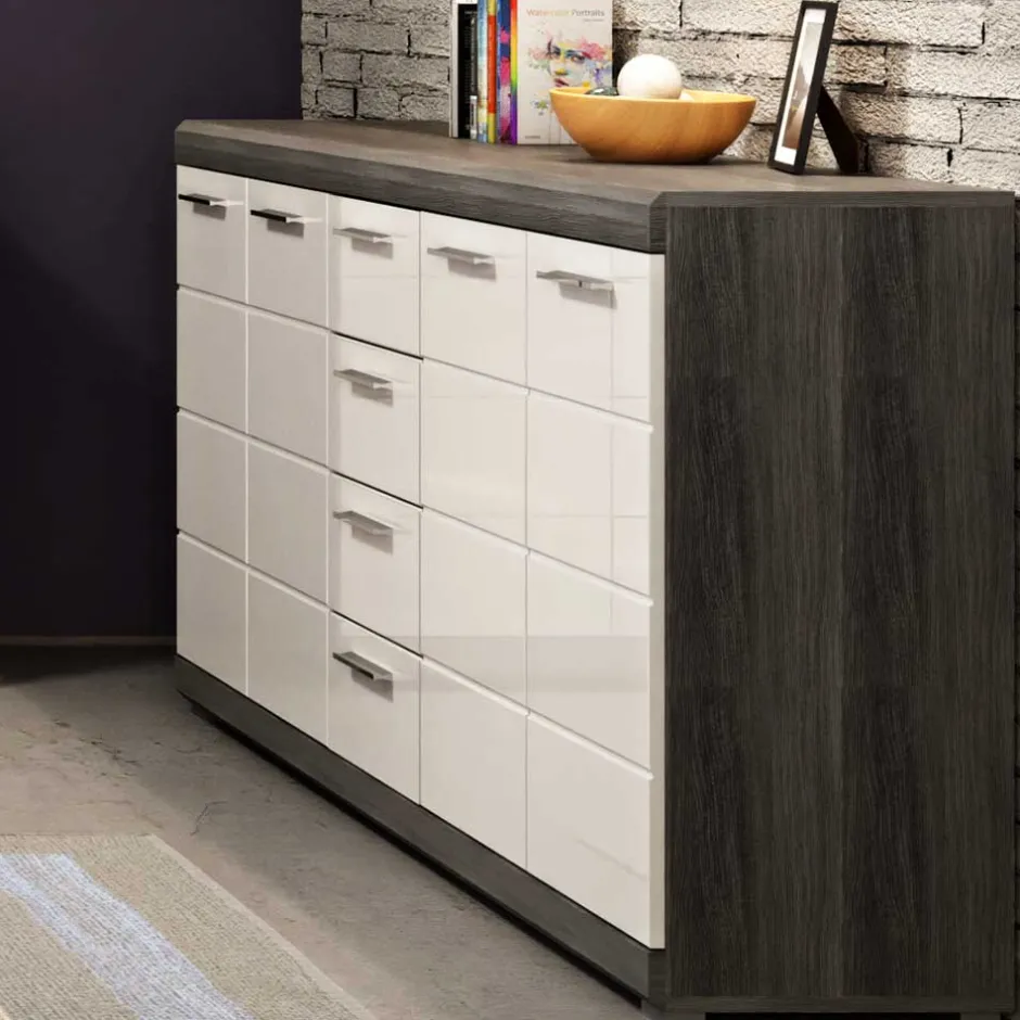 165x85x37 Sideboard in Weiß HG & Grau - Nancys^Wohnen Sale