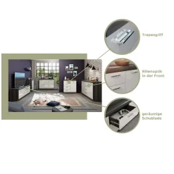 165x85x37 Sideboard in Weiß HG & Grau - Nancys^Wohnen Sale