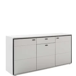 Wohnen 183x89x44 Sideboard in Weiß mit Schwarzgrau - Loazin