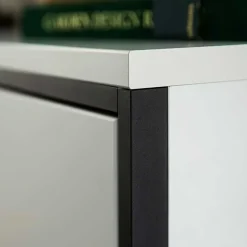 Wohnen 183x89x44 Sideboard in Weiß mit Schwarzgrau - Loazin