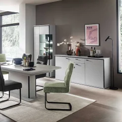 Wohnen 183x89x44 Sideboard in Weiß mit Schwarzgrau - Loazin