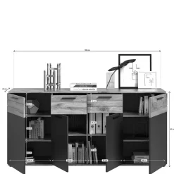 Wohnen 180x87x40 Sideboard mit 2 Schubladen & 4 Türen - Lucios