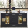 170x93x40 Sideboard mit Glas in Schwarz & Wildeiche - Kandu^Wohnen Hot