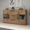 180x86x39 Sideboard mit Glaseinsätzen in Eiche NB - Aberdeen^Wohnen