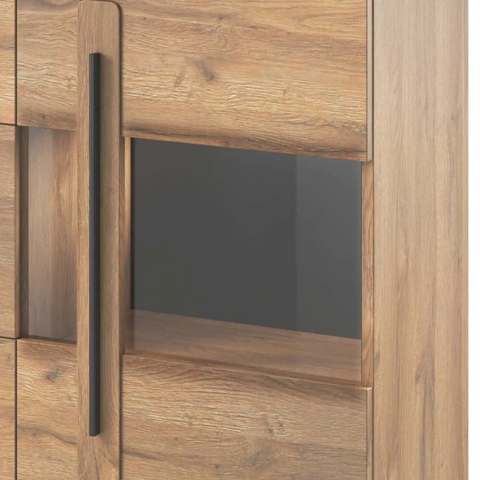180x86x39 Sideboard mit Glaseinsätzen in Eiche NB - Aberdeen^Wohnen