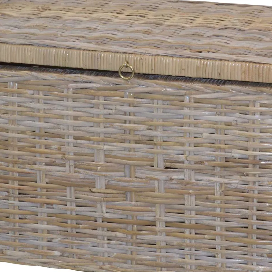 Wohnen 90x51x45 Sitztruhe aus Rattan Geflecht - Oleda