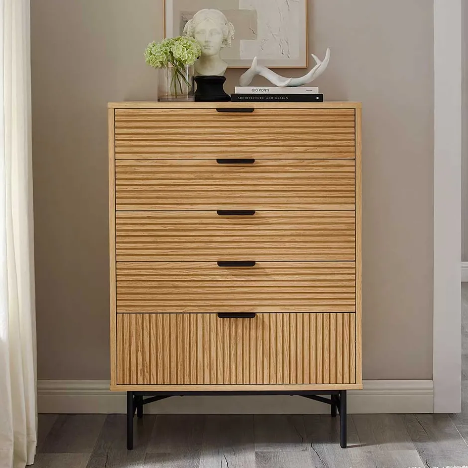 80x113x40 Skandi Hochkommode in Eiche - Piassona^Wohnen Outlet