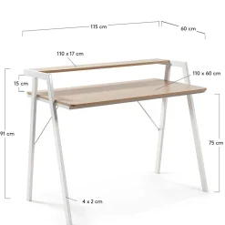 Wohnen 115x91x60 Skandi Schreibtisch mit Aufsatz - Shining
