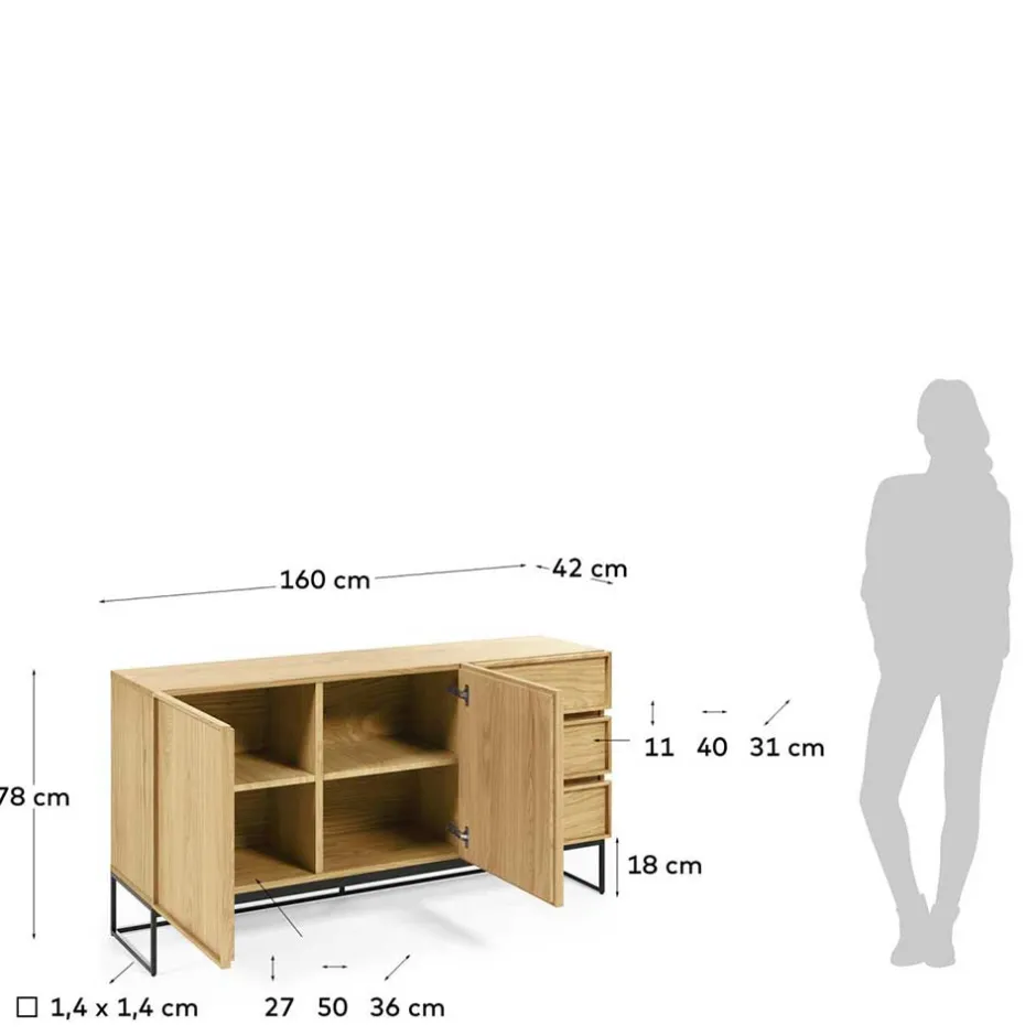 Wohnen 160x78x42 Skandi Sideboard mit Bügelgestell - Moda