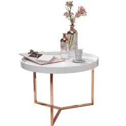 Wohnen 59x42x59 Sofatisch in Weiß & Kupfer - Mamoud