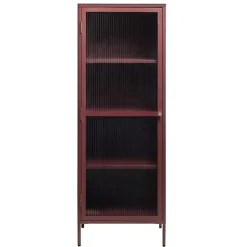 Wohnen 58x160x40 Stahl Vitrinenschrank in Dunkelrot - Enno