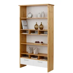 Wohnen 102x188x39 Standregal in Weiß & Honig - Enjes