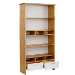 Wohnen 102x188x39 Standregal in Weiß & Honig - Enjes