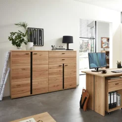 Wohnen 90x124x38 Teilmassiver Büroschrank modern - Emly