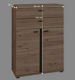 Wohnen 90x124x38 Teilmassiver Büroschrank modern - Emly