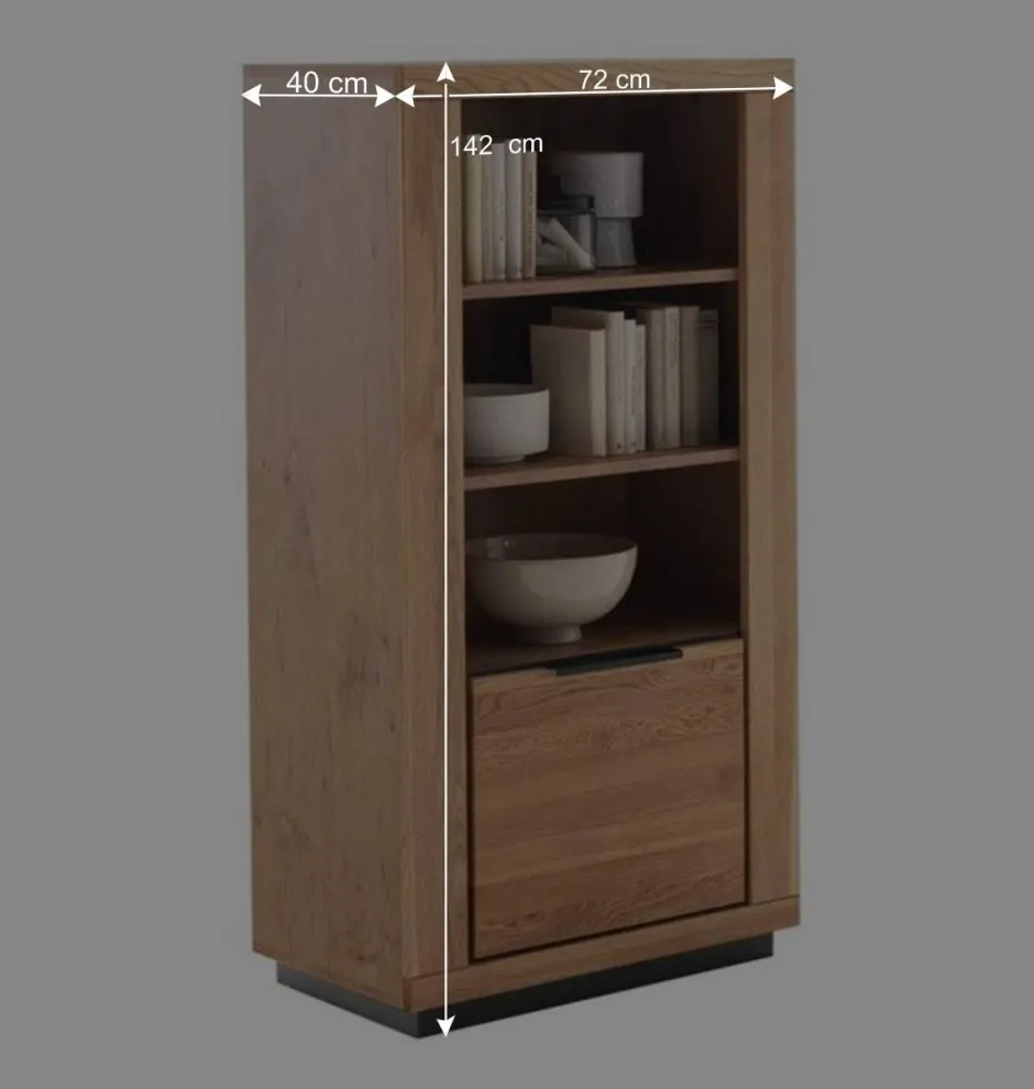 72x142x40 Teilmassives Regal mit drei Fächern & Tür - Vlacoma^Wohnen New