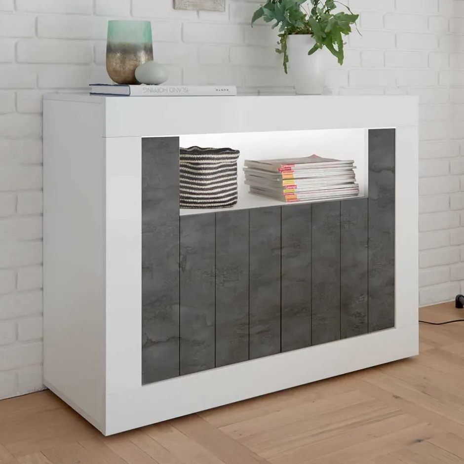 110x86x43 Türen Kommode in Grau Dekor - Voskala^Wohnen Hot