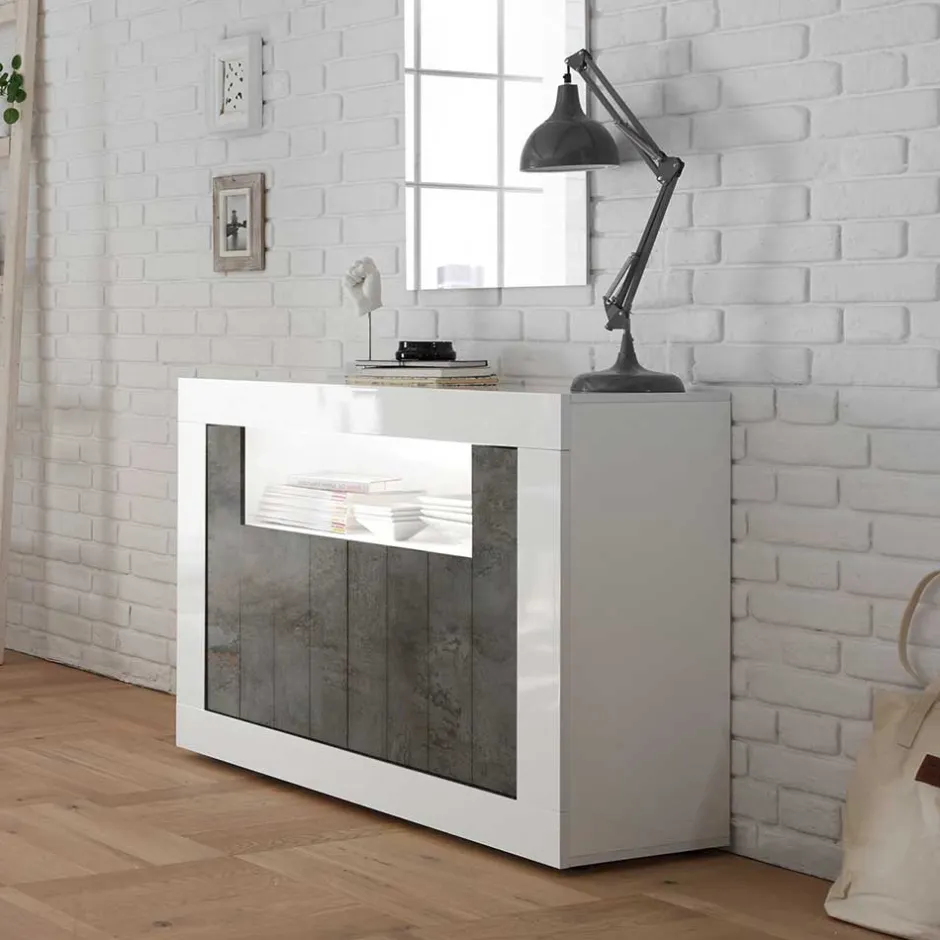 110x86x43 Türen Kommode in Grau Dekor - Voskala^Wohnen Hot