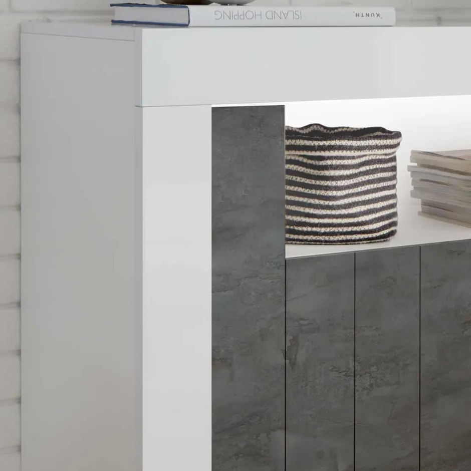 110x86x43 Türen Kommode in Grau Dekor - Voskala^Wohnen Hot