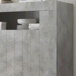 110x144x43 Türen-Highboard in Beton Dekor - Eman^Wohnen Sale