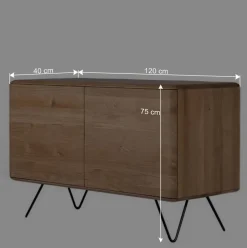 Wohnen 120x75x40 2-türige Kommode aus Eiche geschliffen - Bakaras