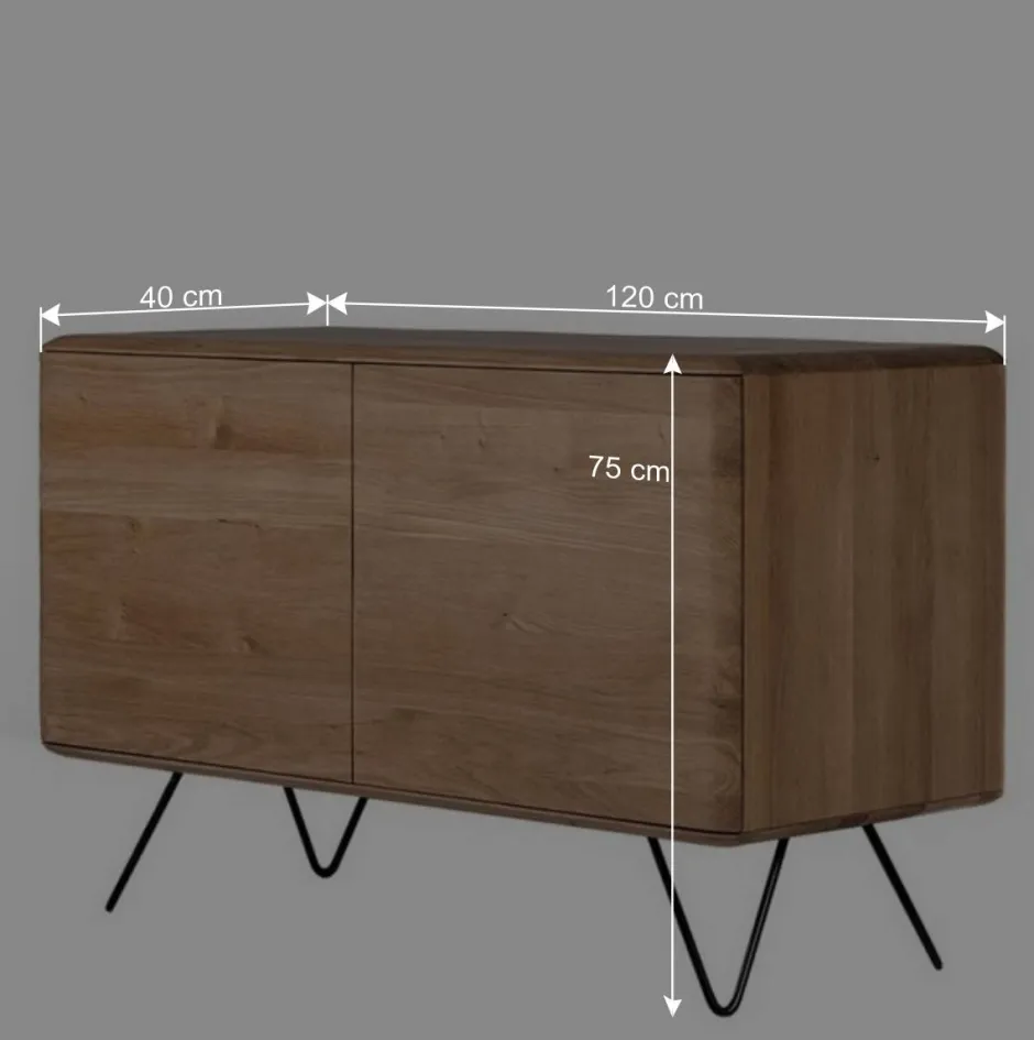 Wohnen 120x75x40 2-türige Kommode aus Eiche geschliffen - Bakaras