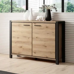 112x91x41 2-türige Kommode mit Metallgriffen - Zavorra^Wohnen New