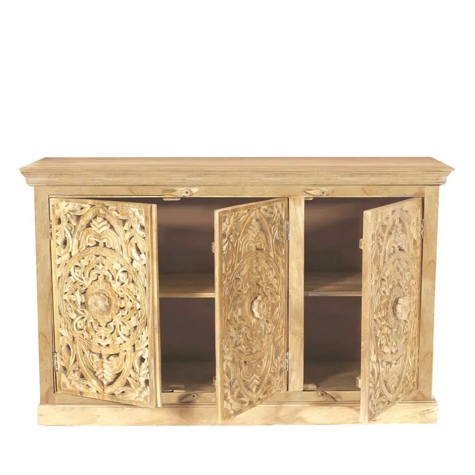 140x90x40 3-türige Kommode mit Schnitzerei - Runiasa^Wohnen Online