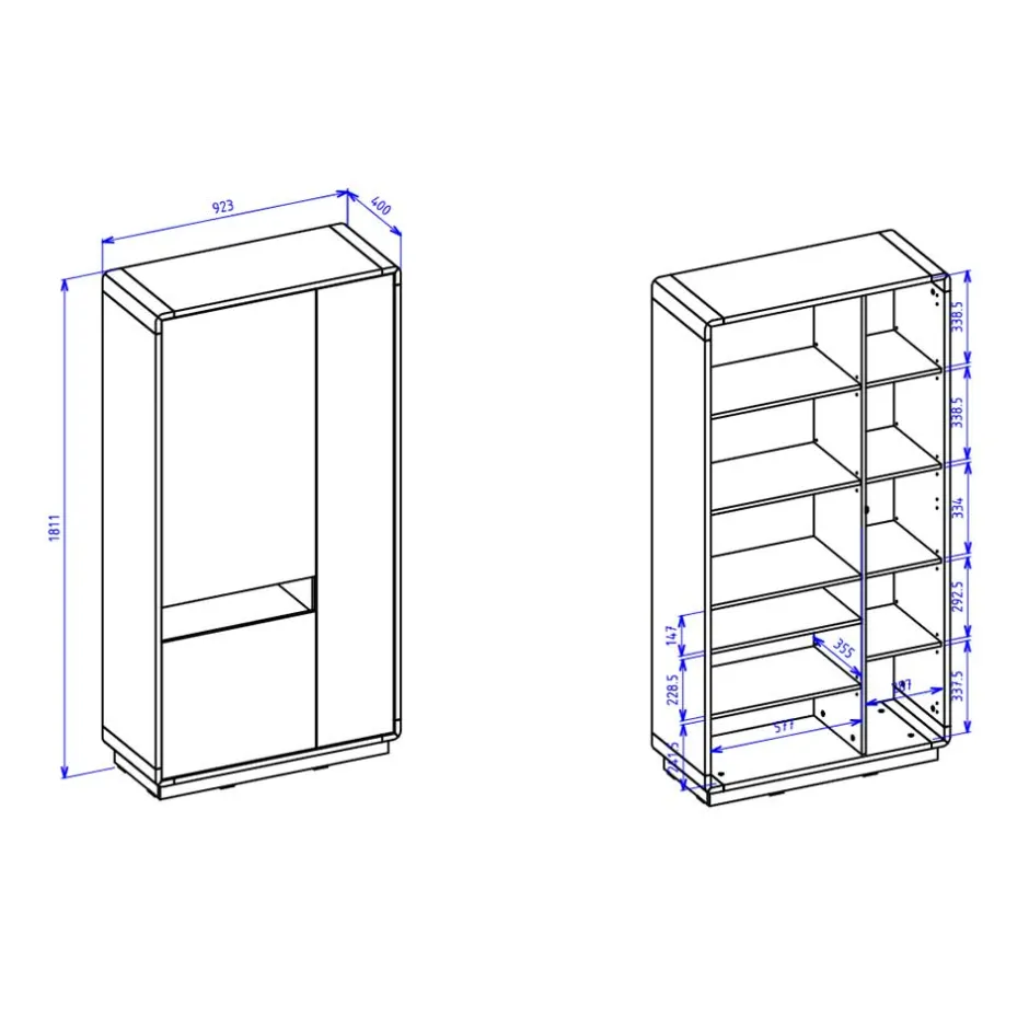 93x181x40 3-türige Schrank mit offenem Fach - Ilunas^Wohnen Outlet