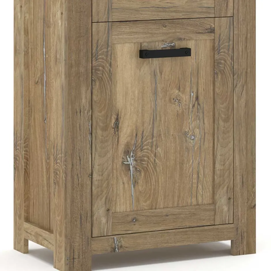 Wohnen 65x200x40 2-türige Vitrine in Eiche Dunkel - Fanos