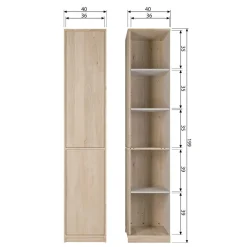 40x199x40 2-türiger Schrank in Eiche Furnier - Ewana^Wohnen Clearance