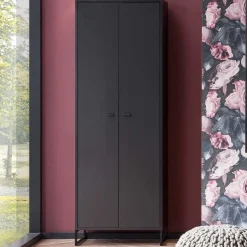 60x170x33 2-türiger Schuhschrank in Schwarz - Anderian^Wohnen Best