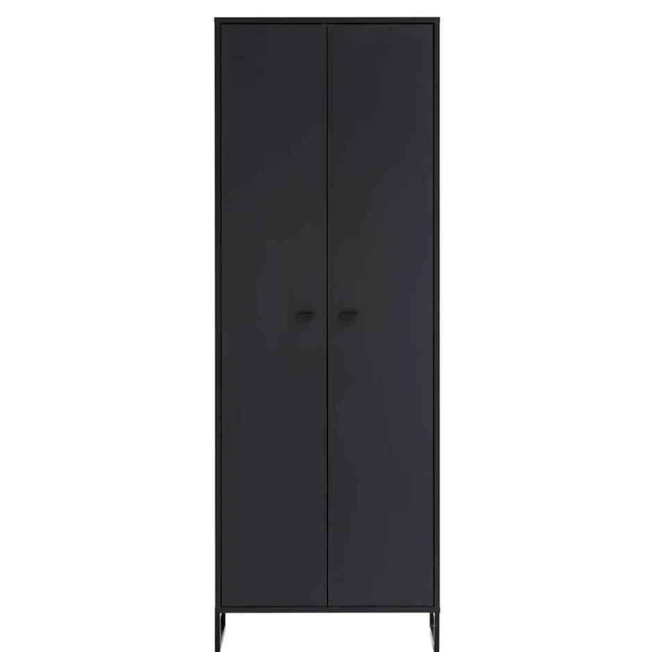 60x170x33 2-türiger Schuhschrank in Schwarz - Anderian^Wohnen Best