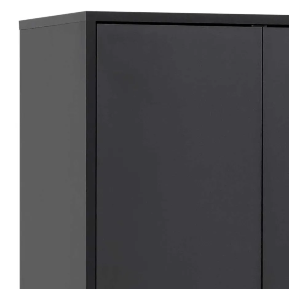 60x170x33 2-türiger Schuhschrank in Schwarz - Anderian^Wohnen Best