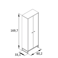 60x170x33 2-türiger Schuhschrank in Schwarz - Anderian^Wohnen Best