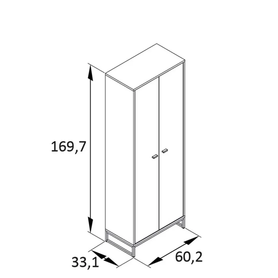 60x170x33 2-türiger Schuhschrank in Schwarz - Anderian^Wohnen Best
