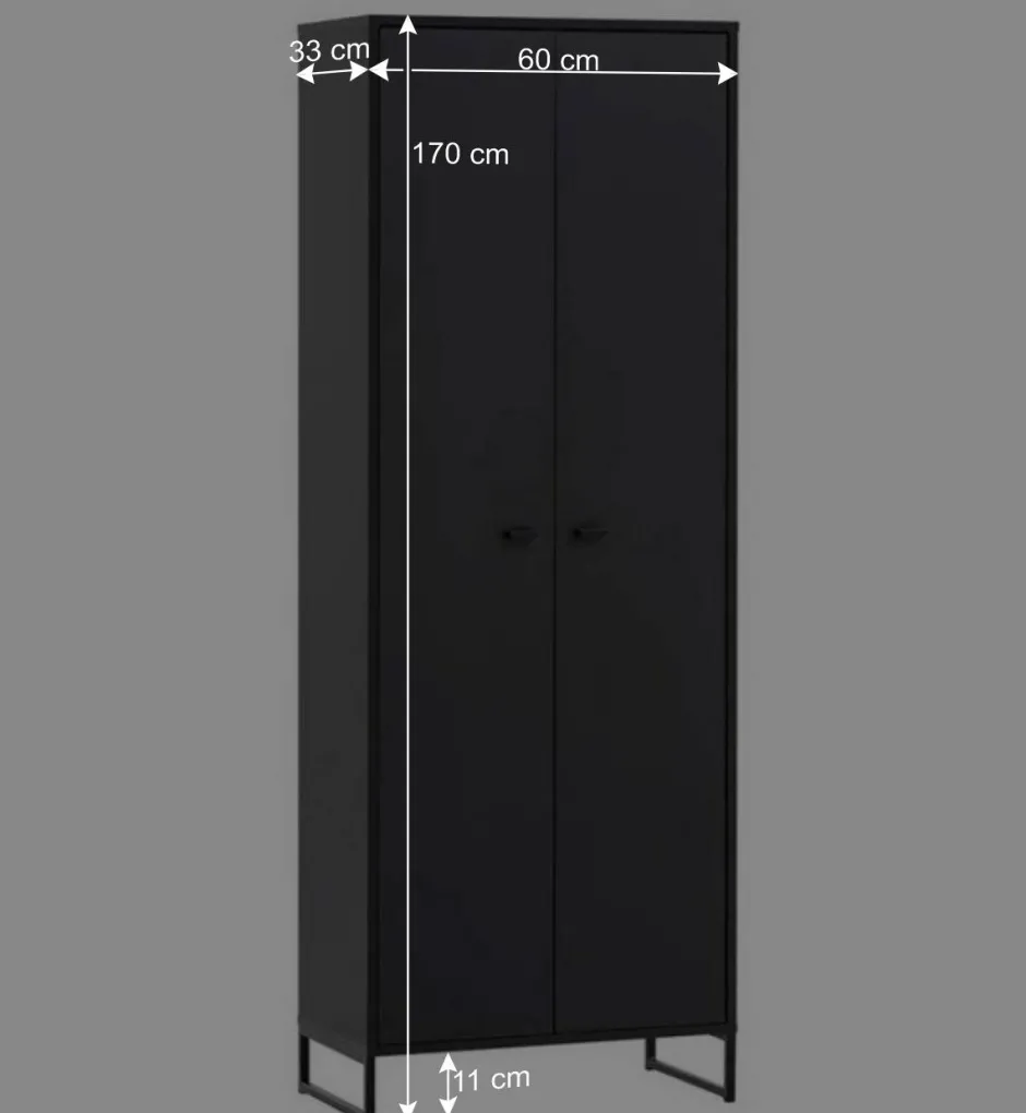60x170x33 2-türiger Schuhschrank in Schwarz - Anderian^Wohnen Best