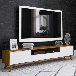 Wohnen 220x48x40 TV Kommode in Weiß & Wildeiche - Diesta