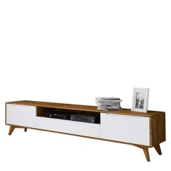 Wohnen 220x48x40 TV Kommode in Weiß & Wildeiche - Diesta