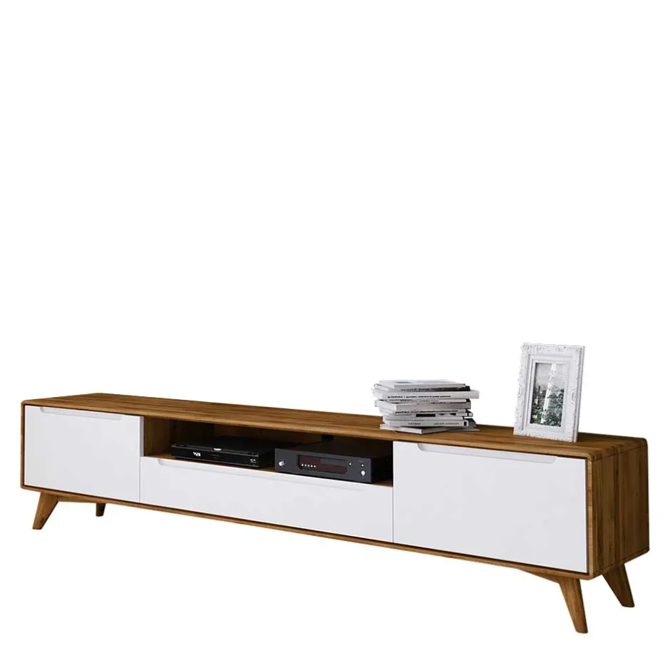 Wohnen 220x48x40 TV Kommode in Weiß & Wildeiche - Diesta
