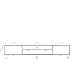 Wohnen 220x48x40 TV Kommode in Weiß & Wildeiche - Diesta