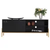 Wohnen 140x52x35 TV Lowboard in Schwarz & Pinie Natur - Estrevin