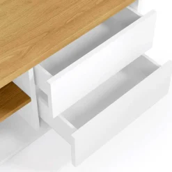 200x44x36 TV Lowboard in Weiß & Eiche - Vintilias^Wohnen New