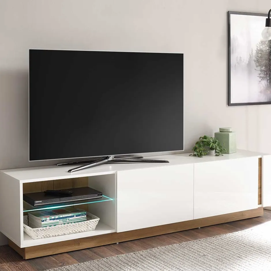 Wohnen 188x46x40 TV Lowboard mit 2 Klappen - Myrda