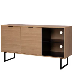 140x76x40 TV Phonoschrank in Eiche & Schwarz - Brausca^Wohnen Outlet