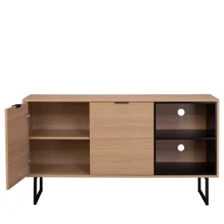 140x76x40 TV Phonoschrank in Eiche & Schwarz - Brausca^Wohnen Outlet