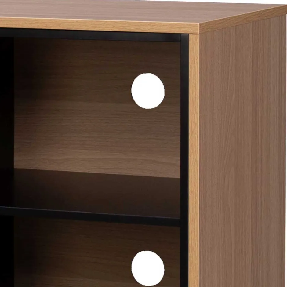 140x76x40 TV Phonoschrank in Eiche & Schwarz - Brausca^Wohnen Outlet